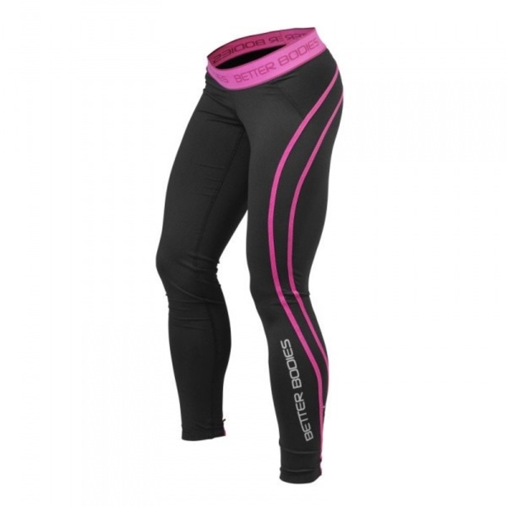 NWT Better Bodies black pink pinstripe training running tights leggings